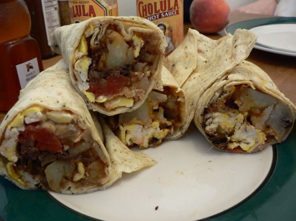 Breakfast burritos with eggs, ham and cheese cooked by a private chef in Jaco Beach
