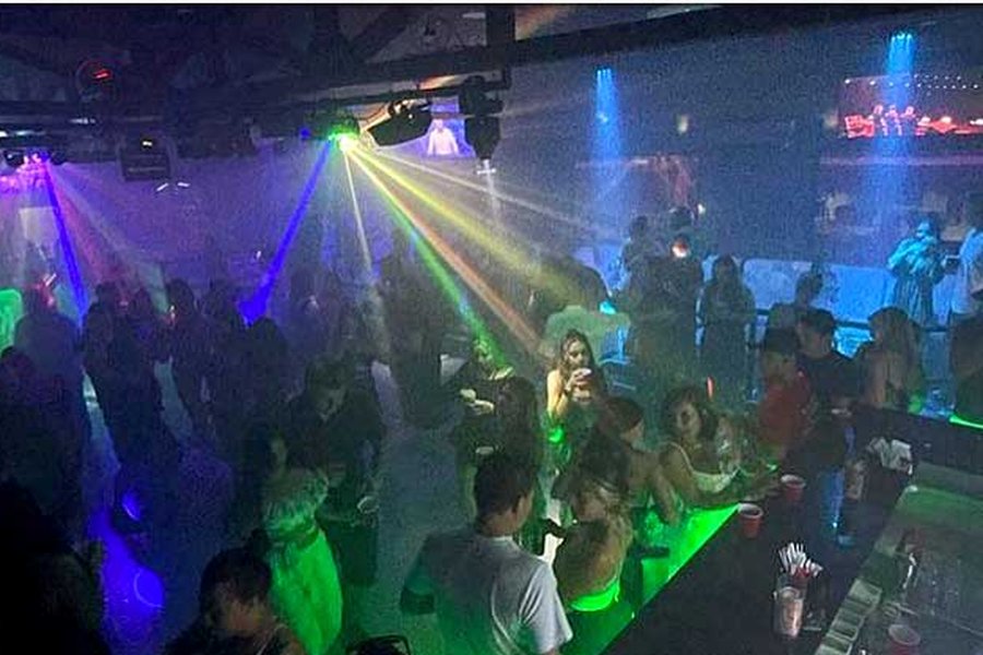 Laser-lit dance floor at Republik Lounge
