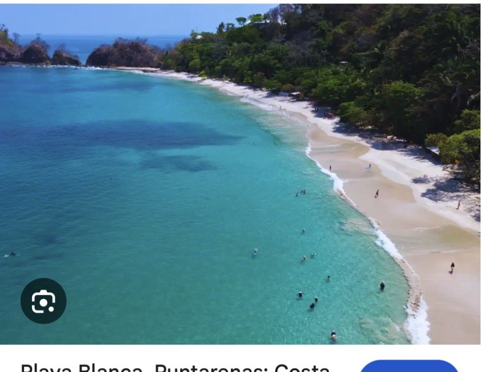 Aerial view of Playa Blanca's white sand and turquoise cove near the Playa Mantas lot — Playa Blanca real estate near Jaco Beach