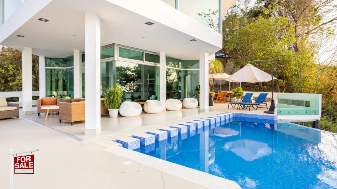 Infinity pool and terrace luxury villa Punta Leona near Jaco Beach — ocean view vacation rental, best properties near Jaco Beach, Punta Leona real estate Costa Rica