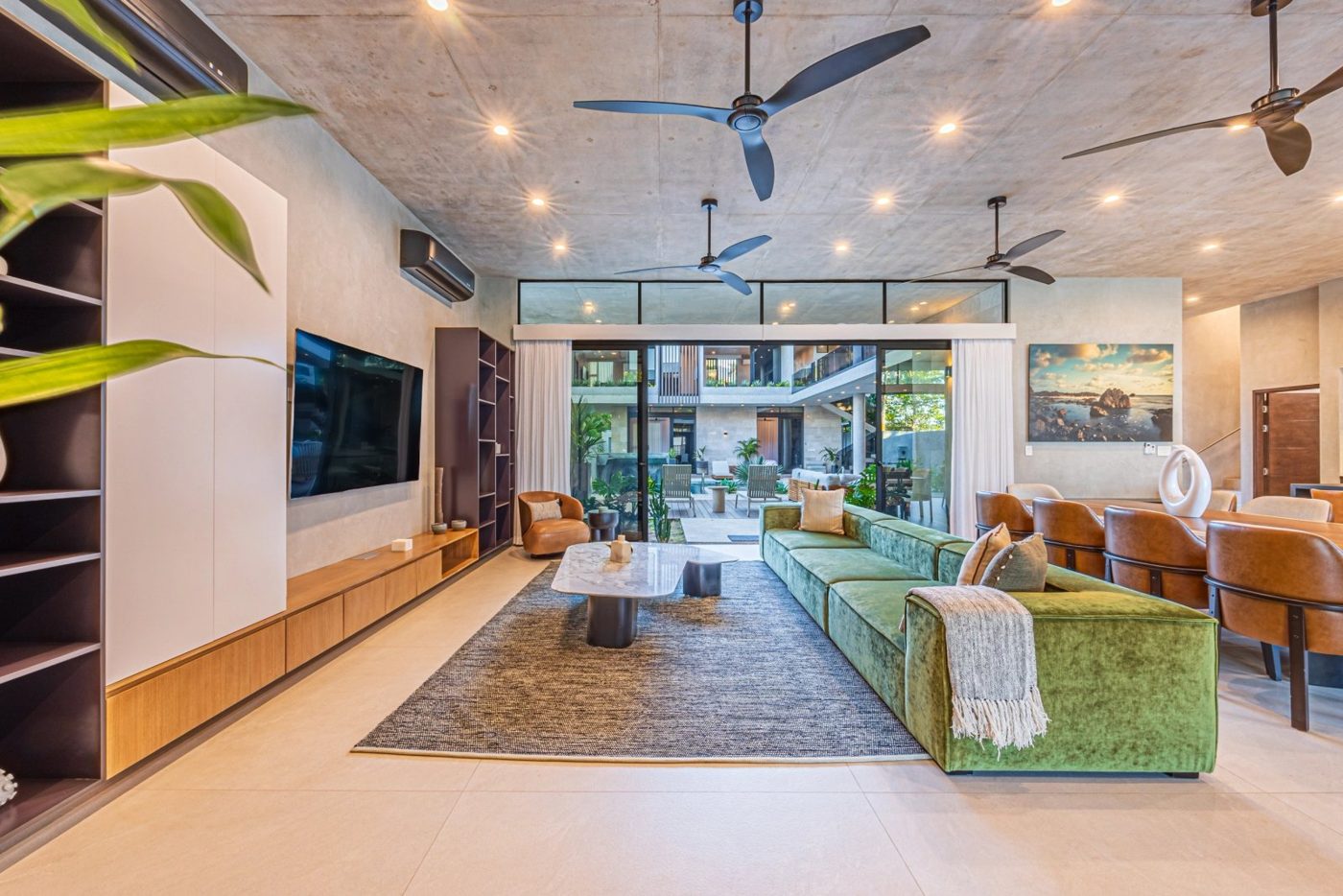 Casa VIP 1 luxury beachfront villa in Jacó — open-plan living room with ocean view