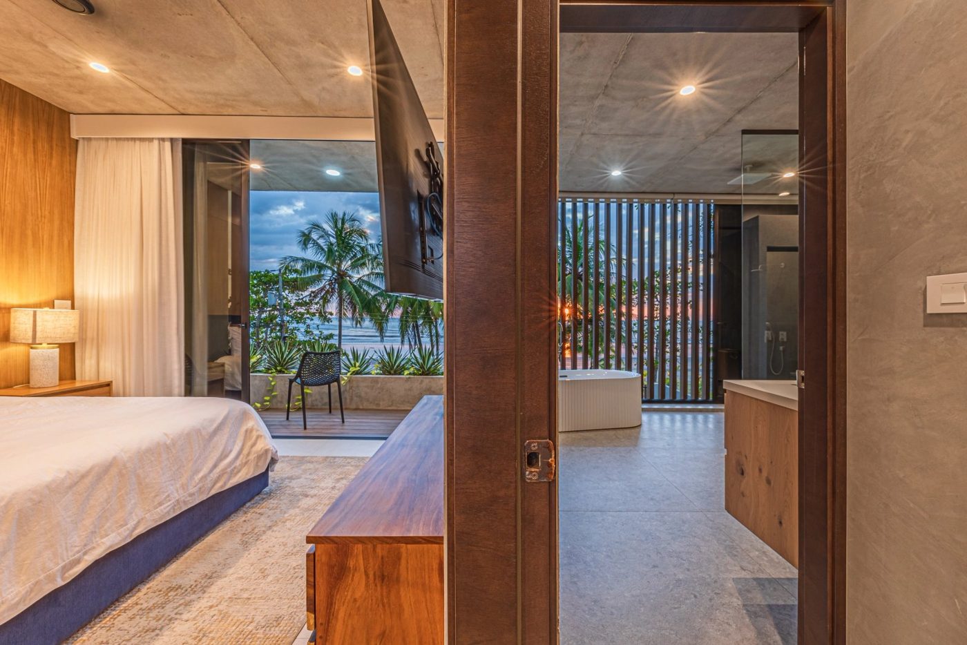Casa VIP 1 luxury beachfront villa in Jacó — bedroom with pool view