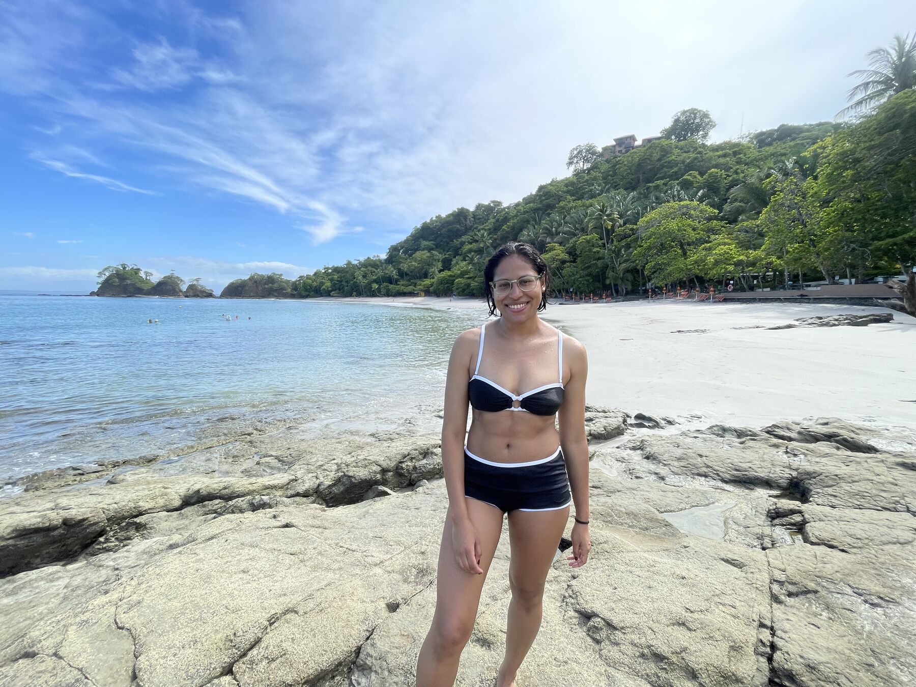Snorkeler exploring the rocky reef